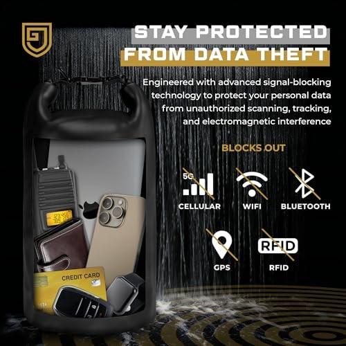 Faraday Bag, Military Grade Shield Bag, Waterproof EMP Cage, Dry Bag for