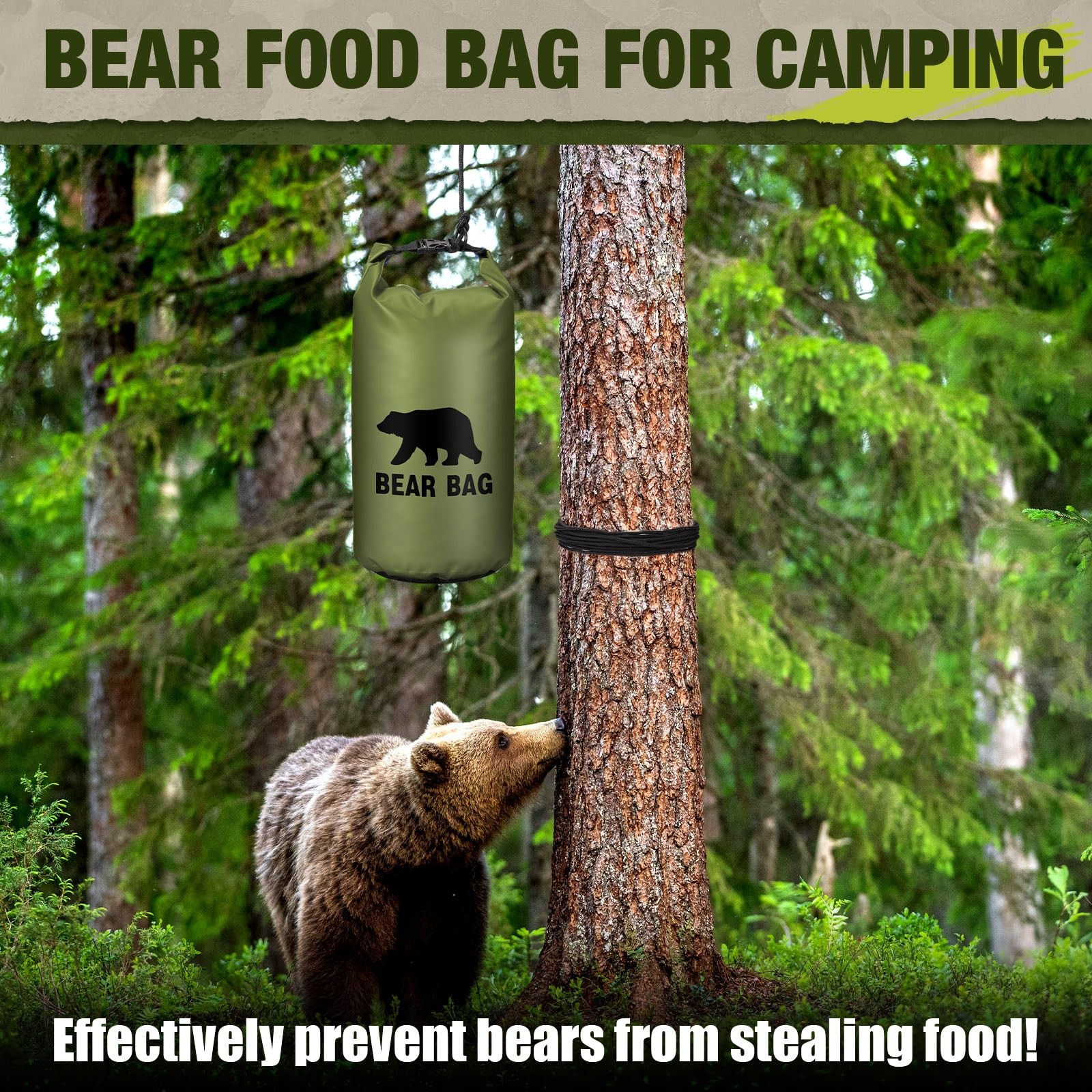 1 Set Bear Food Bag Camping Ultralight Hanging System Waterproof Nylon Ropes