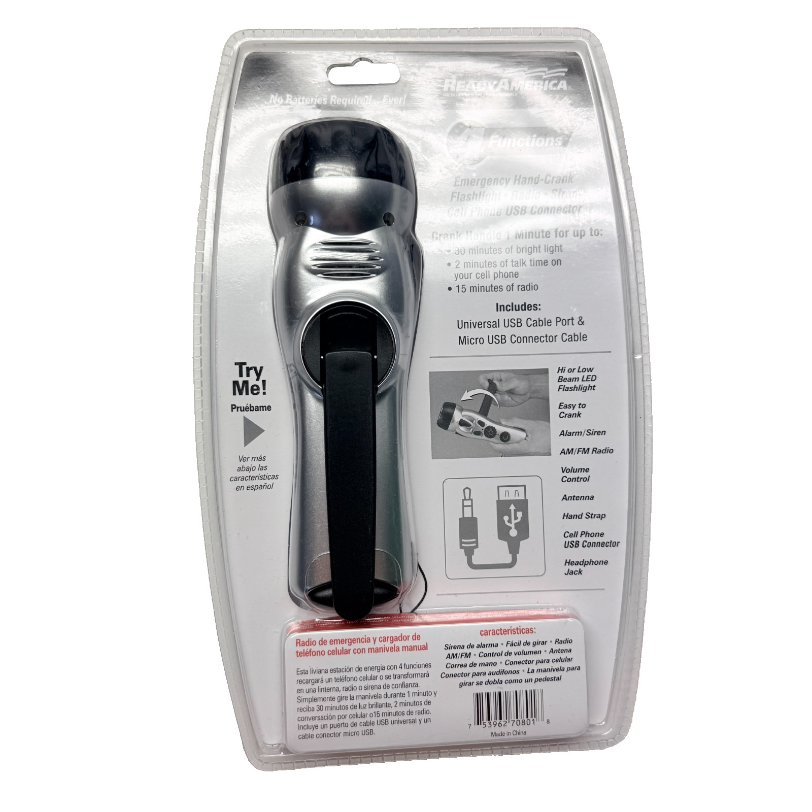 Ready America Emergency Power Station Flashlight Phone Charger Radio