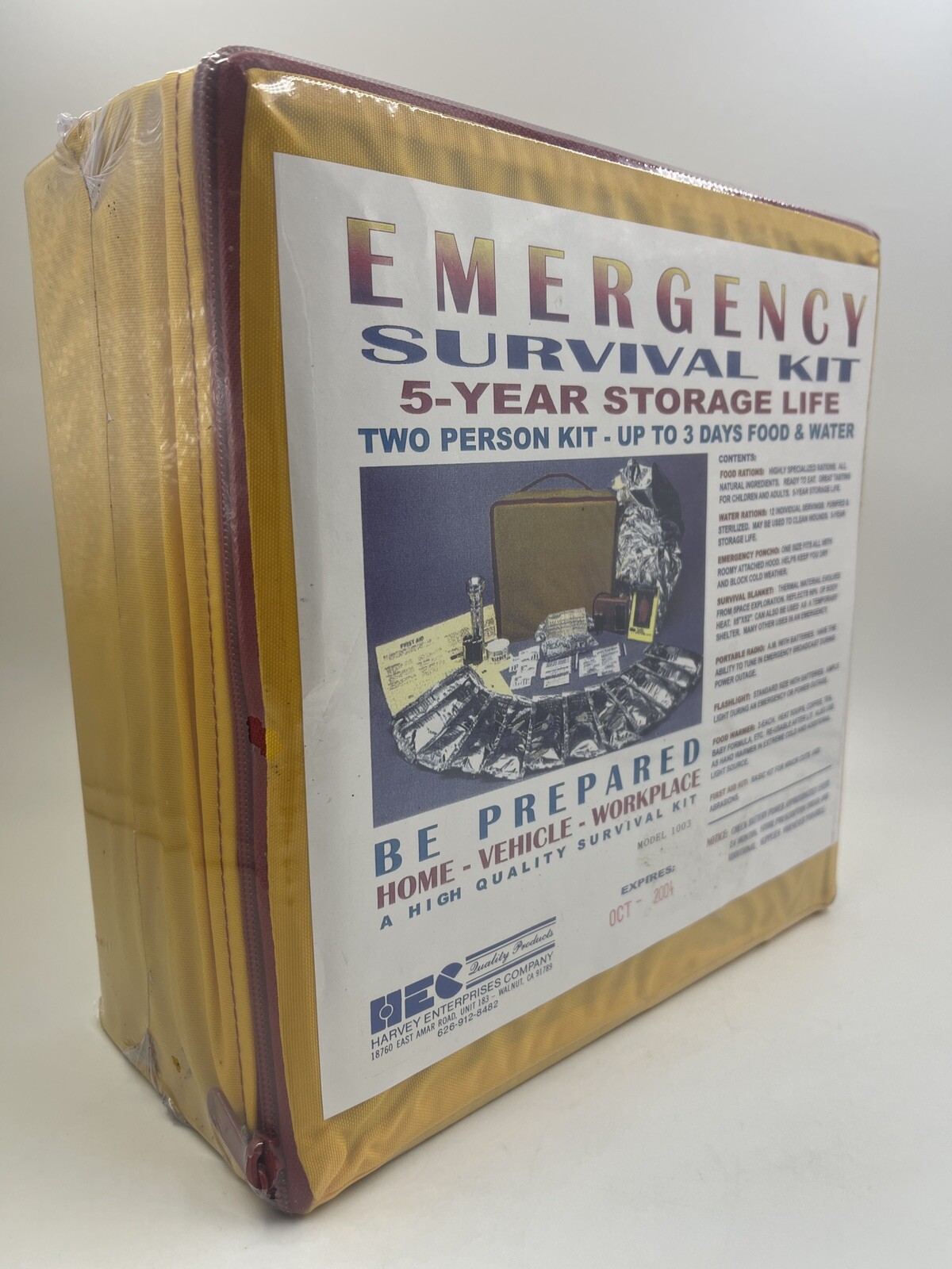 Harvey Enterprises Vintage 1990’s Emergency Earthquake Survival Kit Sealed