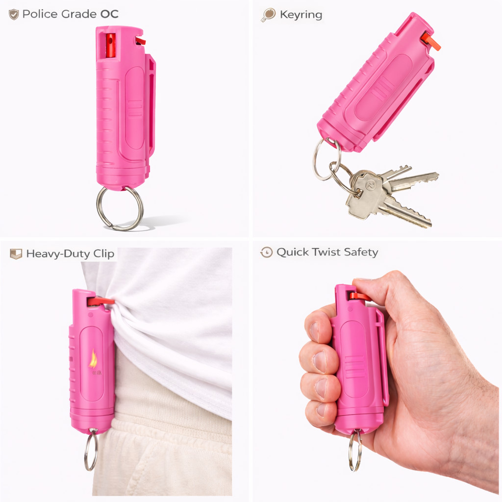 2 Pack Burn Max Strength Pepper Spray for Self Defense in Pink