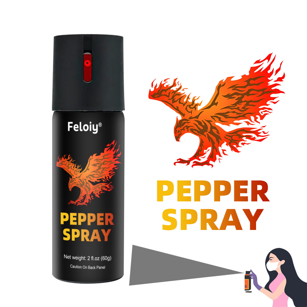 Feloiy 2oz Black Flip Top Safety Lock Pepper Spray For Self Defense