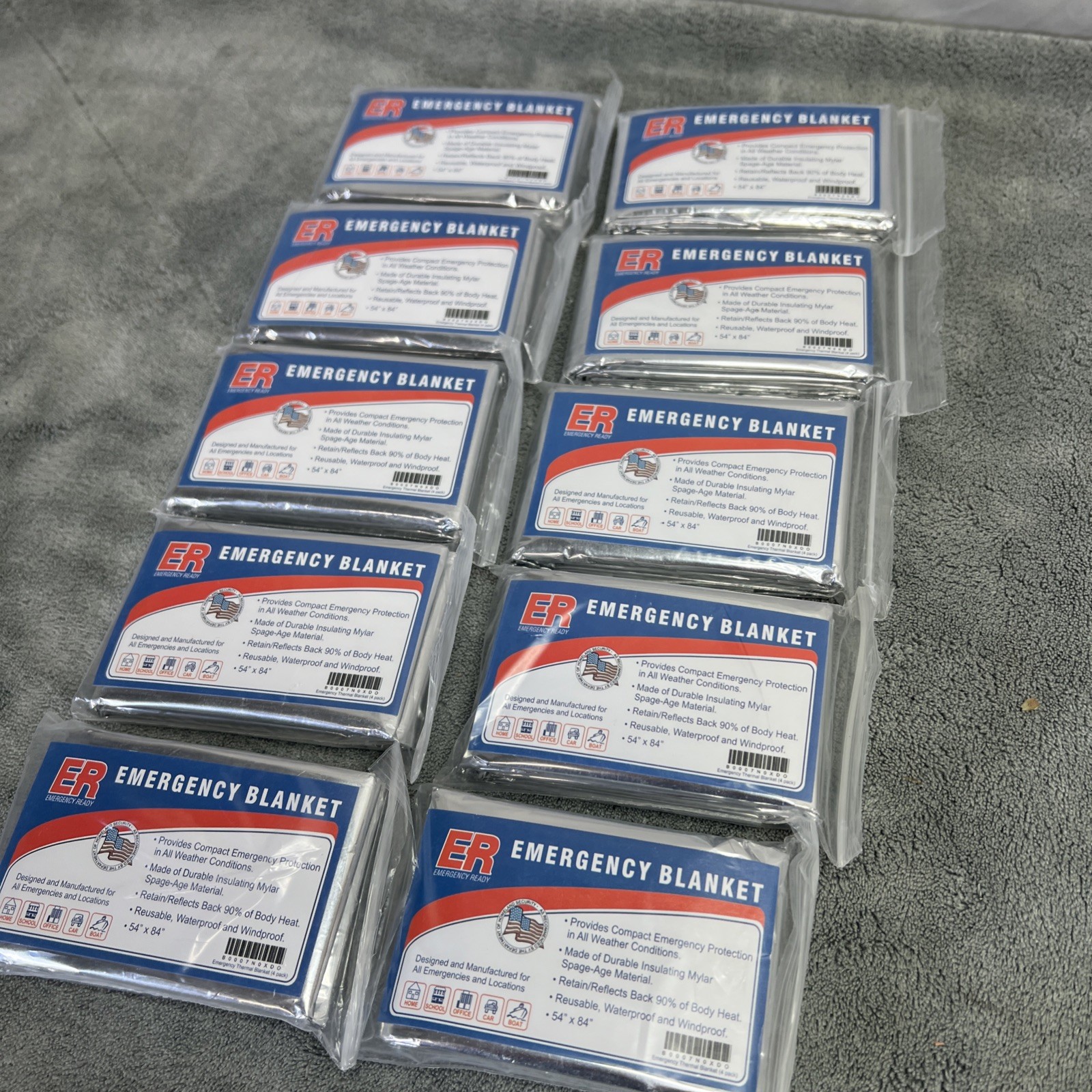 ER Emergency Ready Thermal Mylar Blankets, Pack of 10