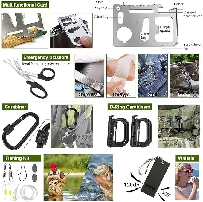 Tactical Emergency Equipment Survival Kit Outdoor Sport Hiking Camping SOS Tool