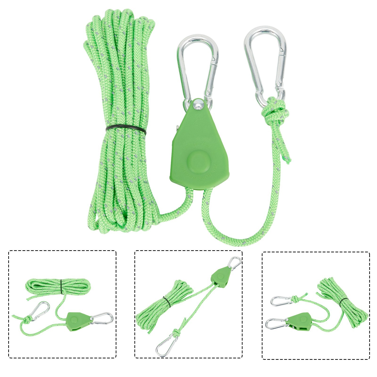 Rope Lanyard Strap Rope Buckle Stainless Steel+nylon Non Slip Tent Pulley