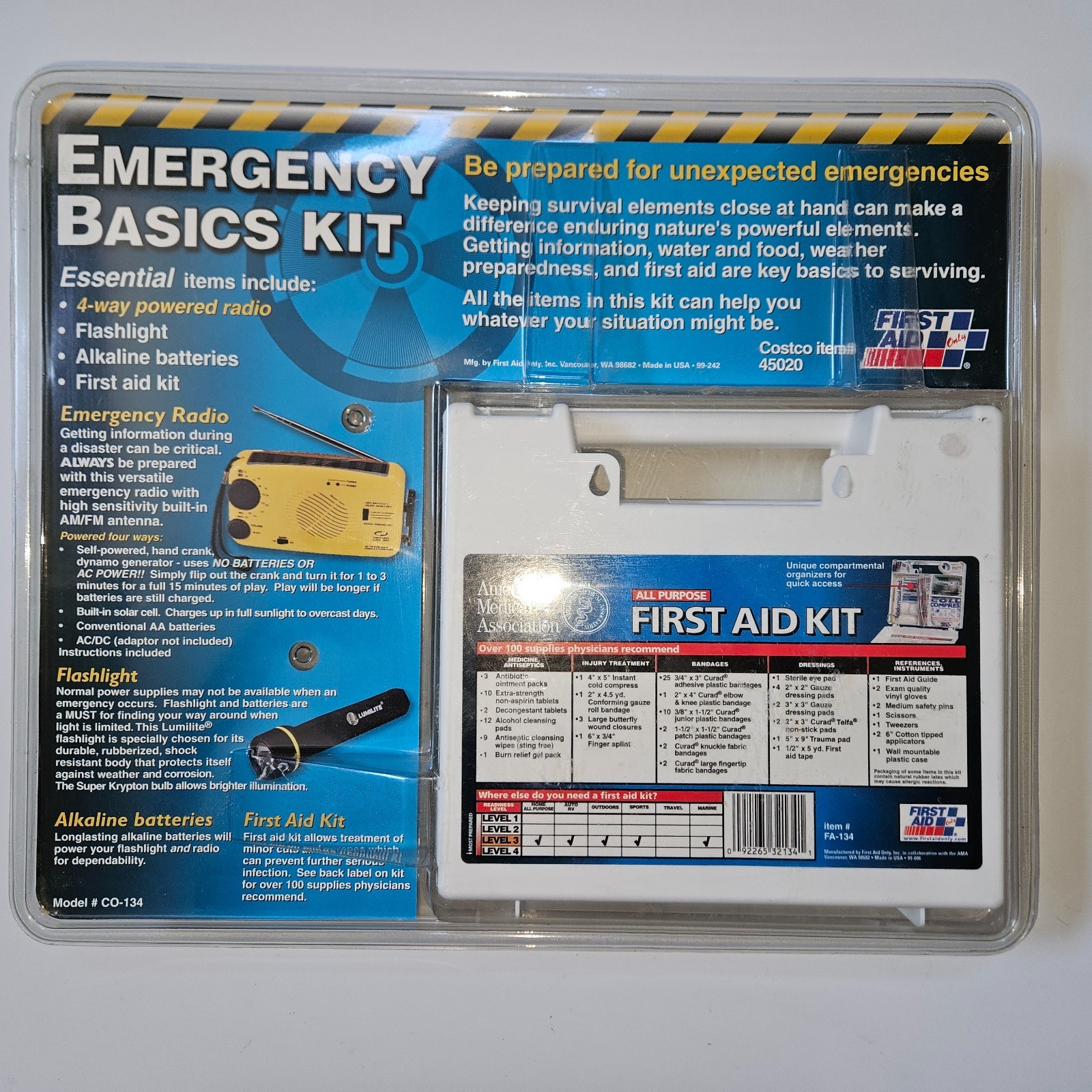 Emergency Basics Kit (First Aid Kit, Flashlight & Emergency Radio)