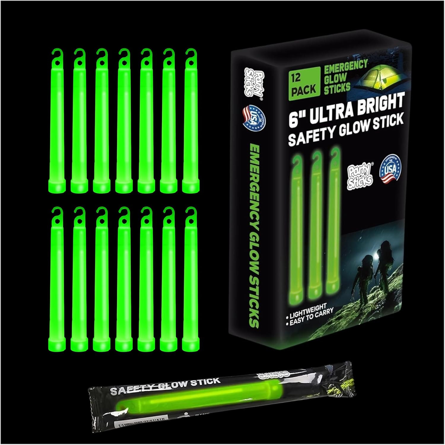 Emergency Glow Sticks – 12 Ultra Bright Individually Wrapped Military Grade Chem