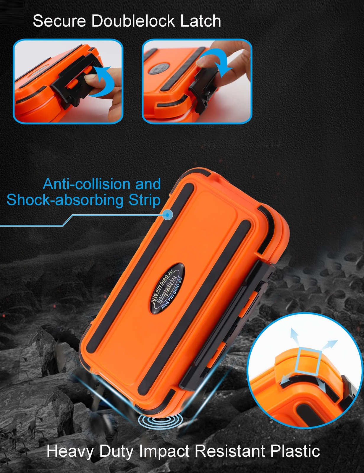 Hlotmeky Small Kayak Mini Tackle Box 6.6 x 3.7 x 1.8 inches, Orange