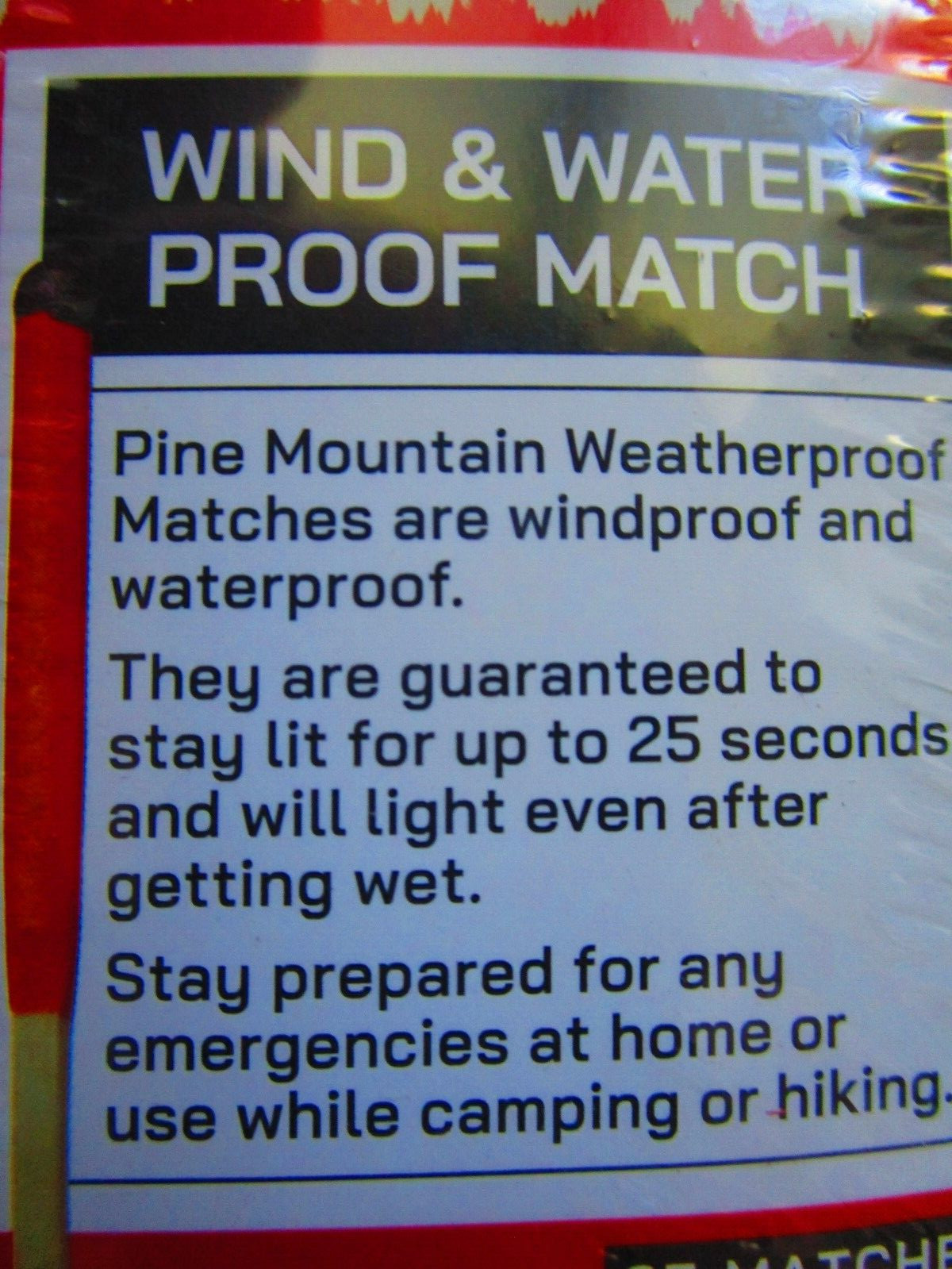 2 ~ WATER & WIND PROOF MATCHES ~ FROM PINE MOUNTAIN ~ NEW & FACTORY SEALED PK 25