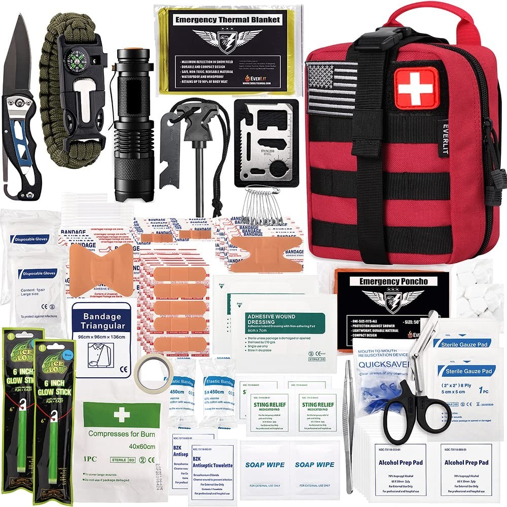 250-Piece Survival First Aid Kit | IFAK EMT Molle Pouch | Emergency Trauma Bag f