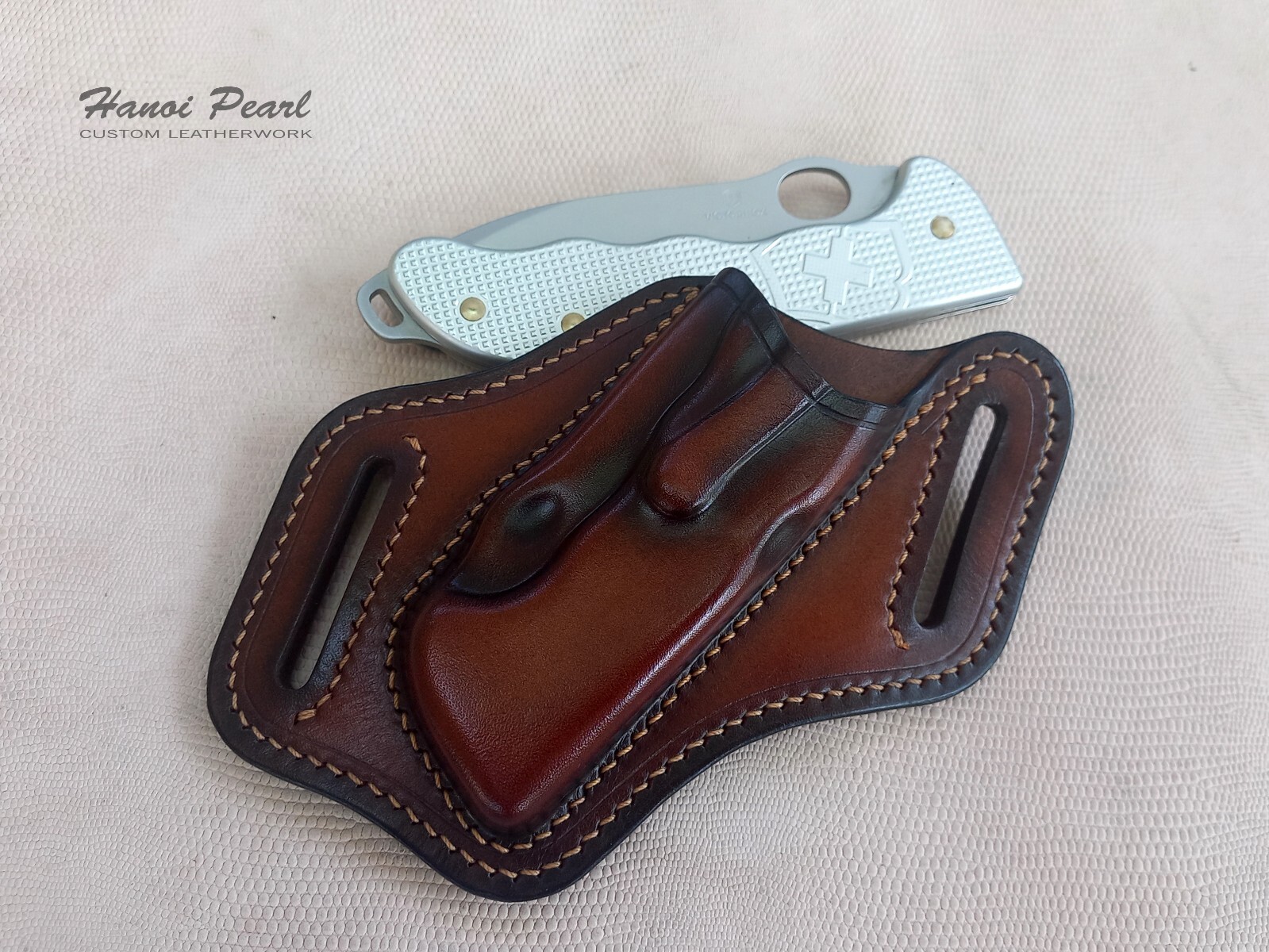 Custom Canted Leather Sheath for SAK Victorinox Hunter Pro Alox [Sheath Only]