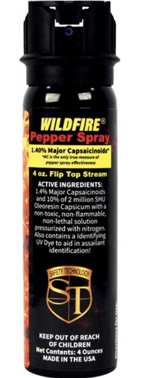 HOTTEST Wildfire Pepper STREAM Spray FLIP TOP 4 oz Home POLICE Self Defense USA