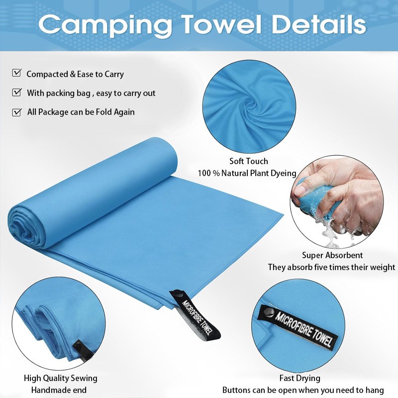 Quick-Drying Sports Towel 40x80CM Blue Grey Green Orange Swimming Gym Fitness