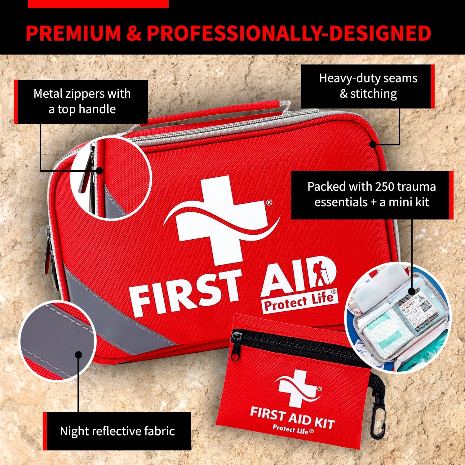 First Aid Kit for Home & Business, 250 Pcs – Kit for Camping & Hiking