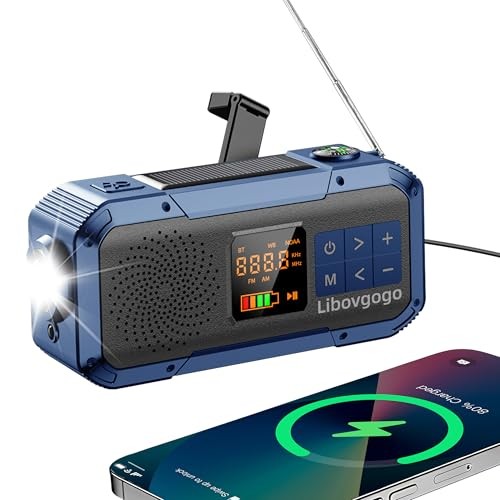 Emergency Weather Radio with IPX5 Waterproof Portable Bluetooth BLUE