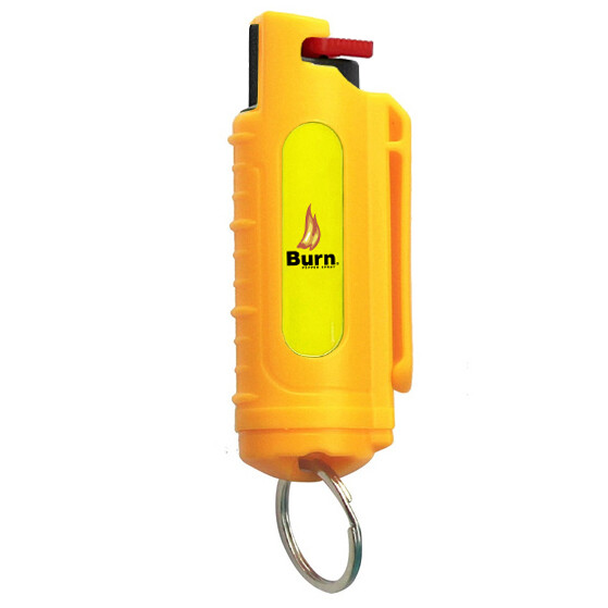 BURN Pepper Spray 1/2oz Self Defense Keychain Safety Lock Case Yellow – 3 PACK