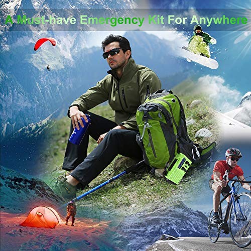Weather Radio,5000mAh Solar Hand Crank Emergency Radio for Household&5 Green