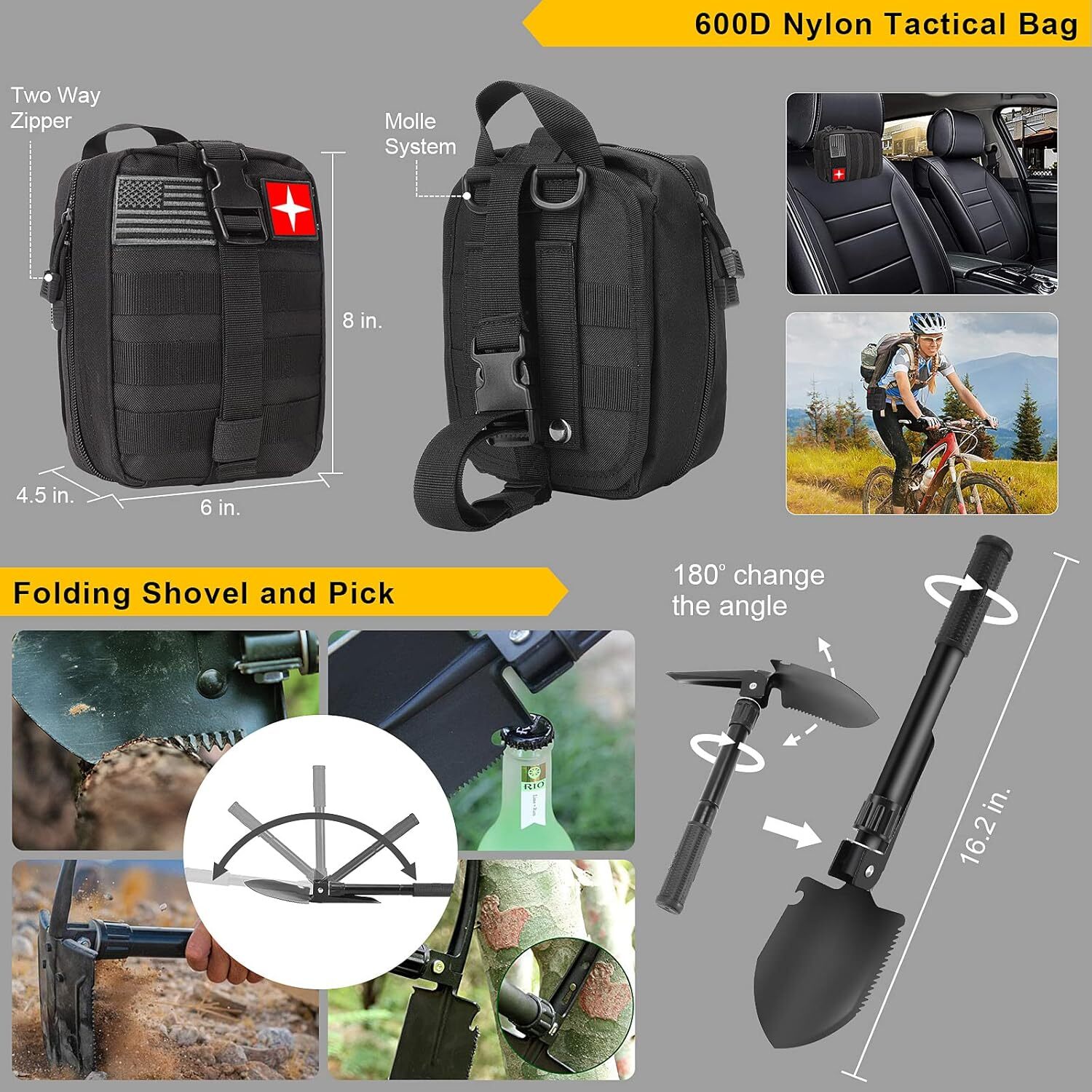 Emergency Survival Kit Bag First Aid Bug out Military Prepper Kit 200Pcs Bag