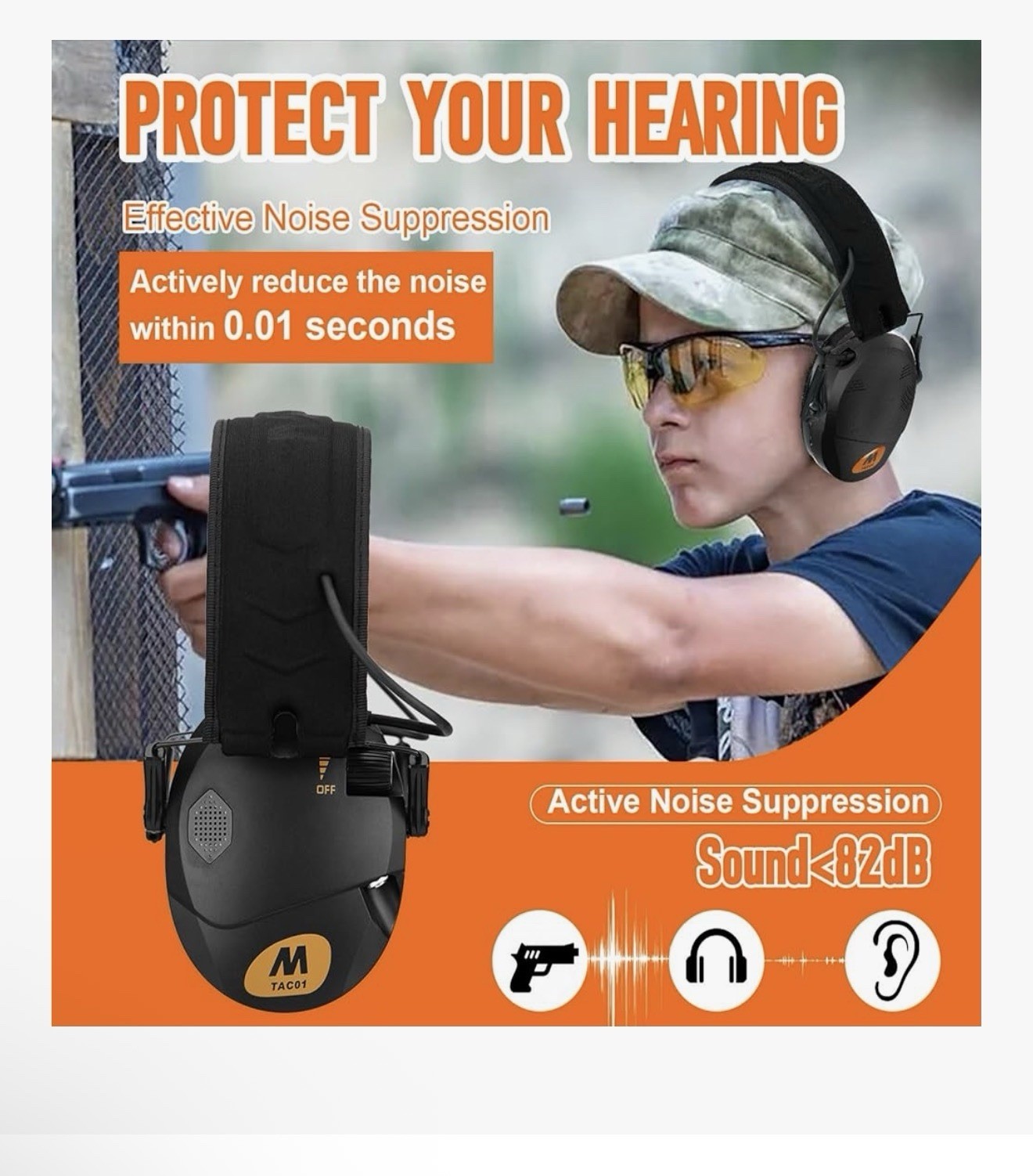 MAIRDI Electronic Shooting Ear Protection, Hearing Protection Earmuffs with 2…