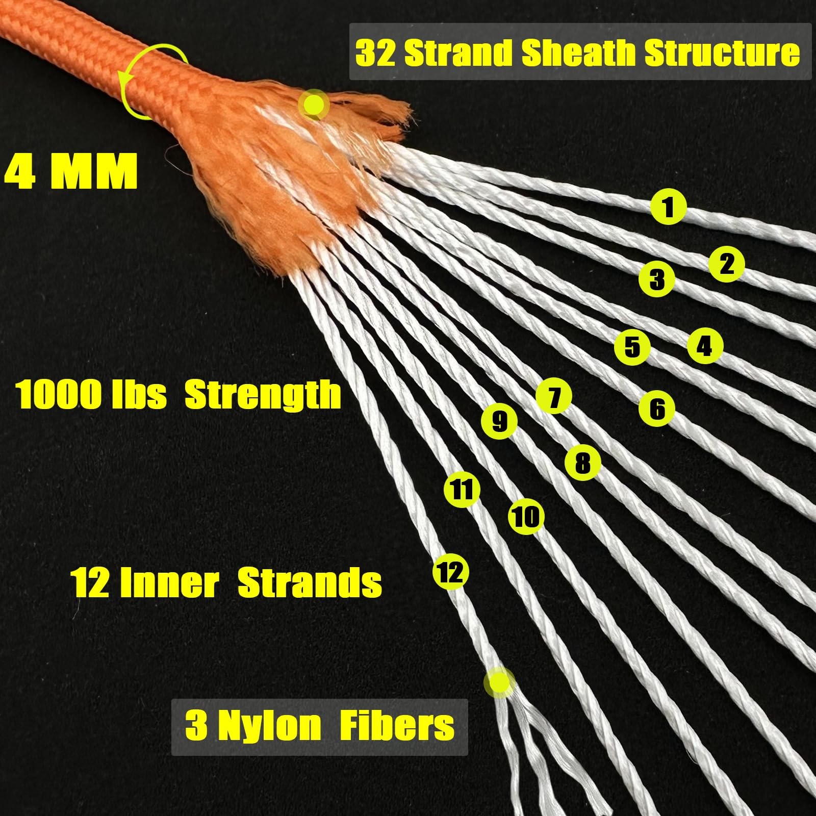 VVAAGG 1000 Orange Paracord100FT Utility Parachute Cord 4mm 100FT,