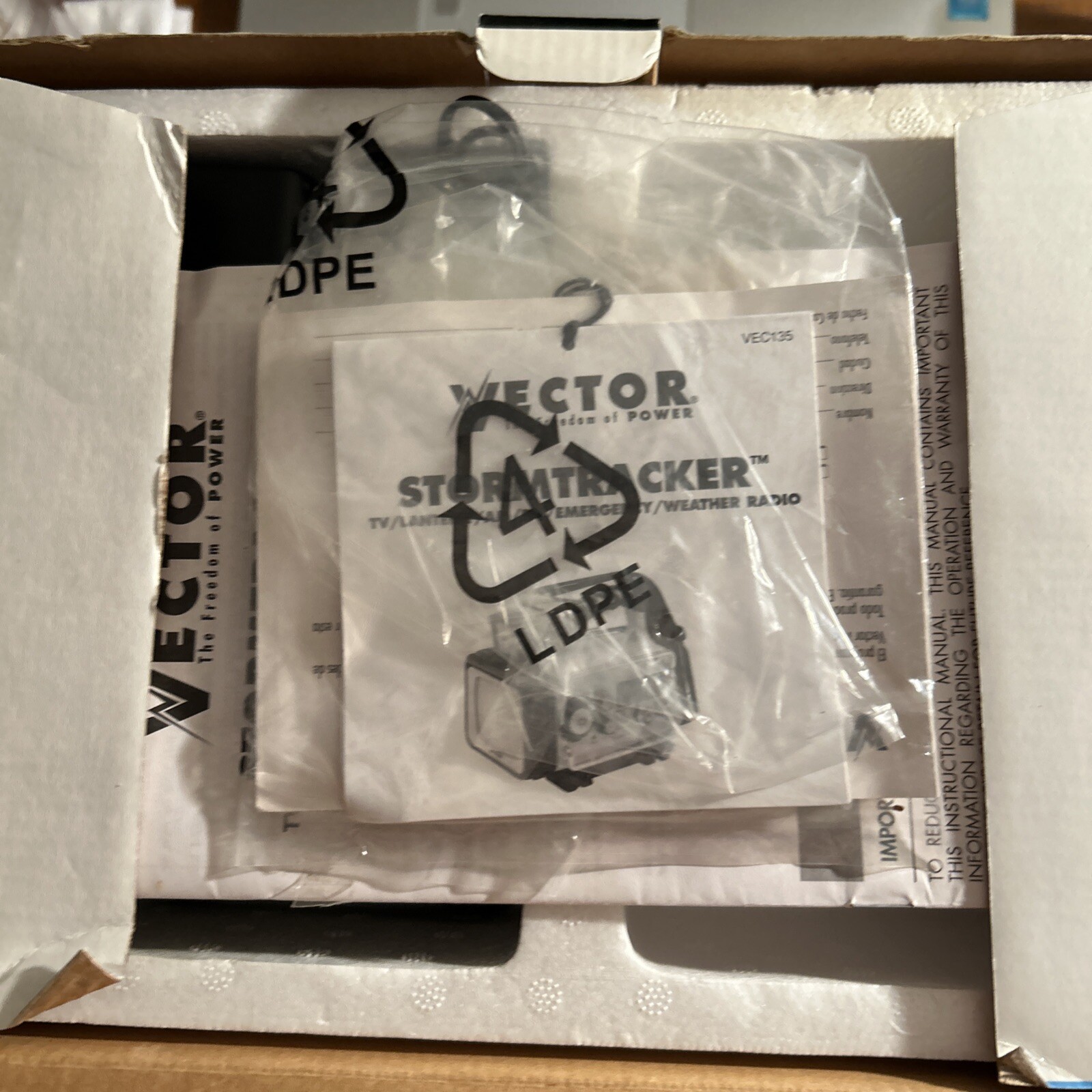 VINTAGE VECTOR VEC135 STORM TRACKER TV WEATHER ALERT AM/FM RADIO OPEN BOX
