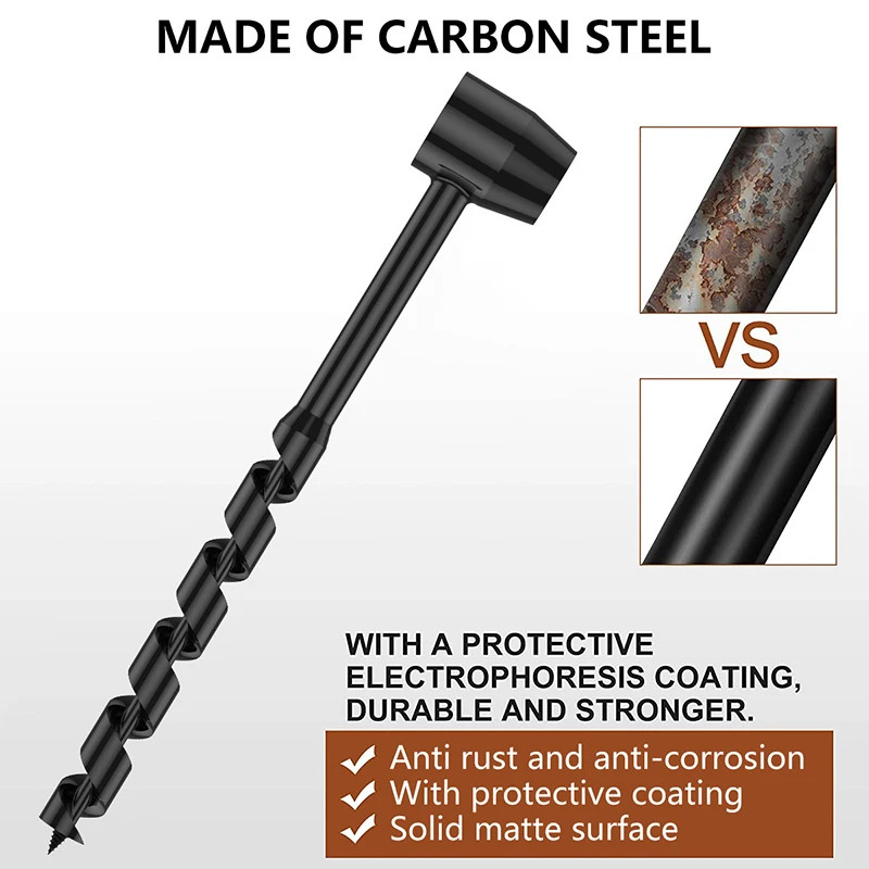 Hand Wood Punch Manual Auger Drill Bush-Craft Carbon Steel Portable Survival Bit