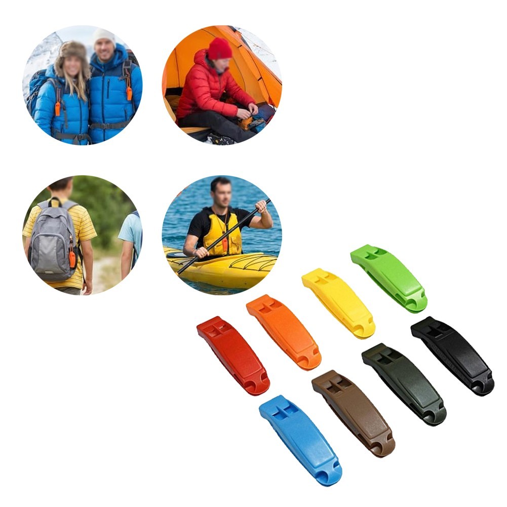 8PCS Lightweight Whistle Set with Reflective Lanyard for Hiking and Drills