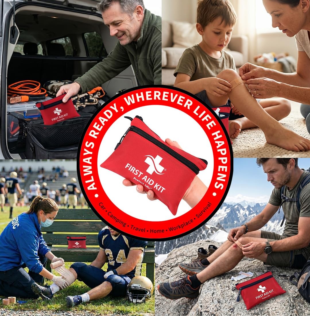 Doctor Developed Mini First Aid Kit, 100 Piece Waterproof Emergency Kit for C…