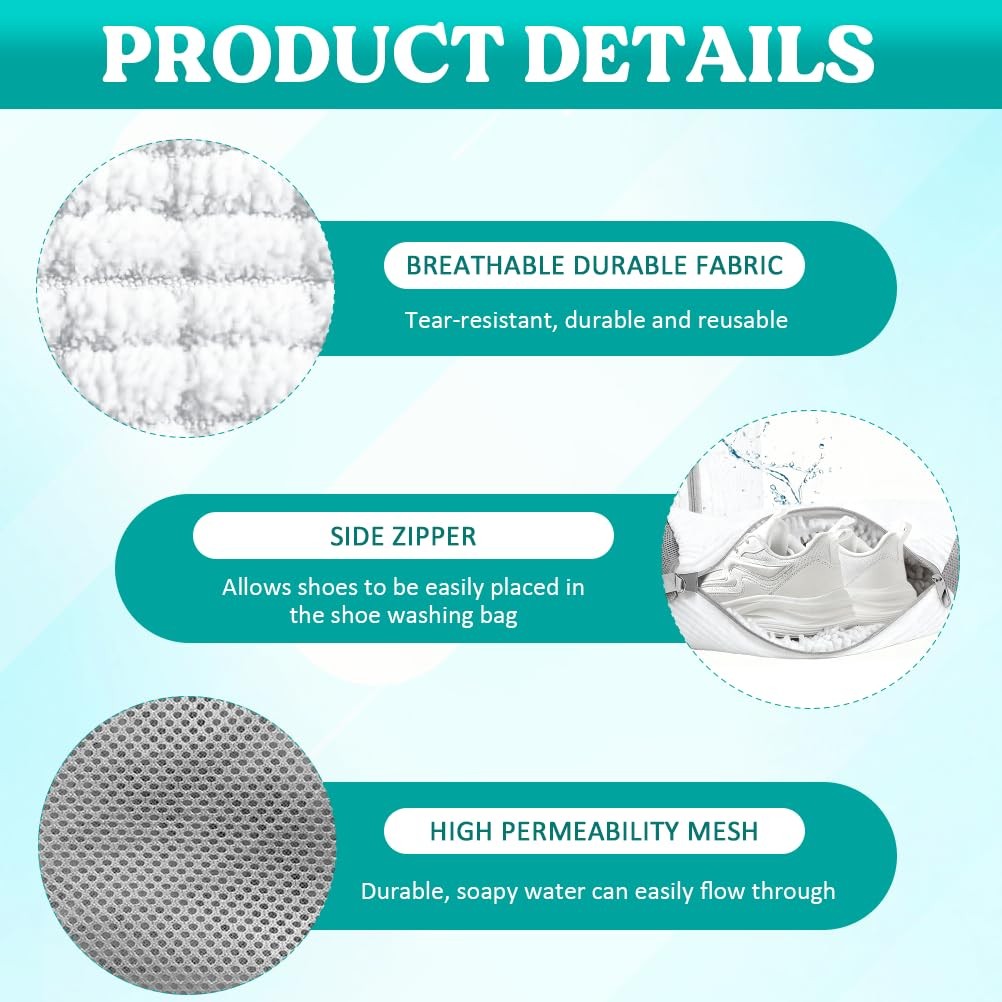 Shoe Washing Machine Bag 2 Pack, 360°Deep Clean 12.87 liters, White2pcs