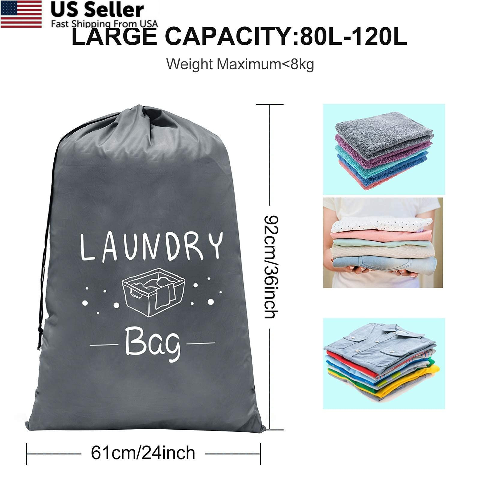 Sylfairy 2 Pack Extra Large Travel Laundry Bag, Dirty 24″ x 36″, Grey+Blue