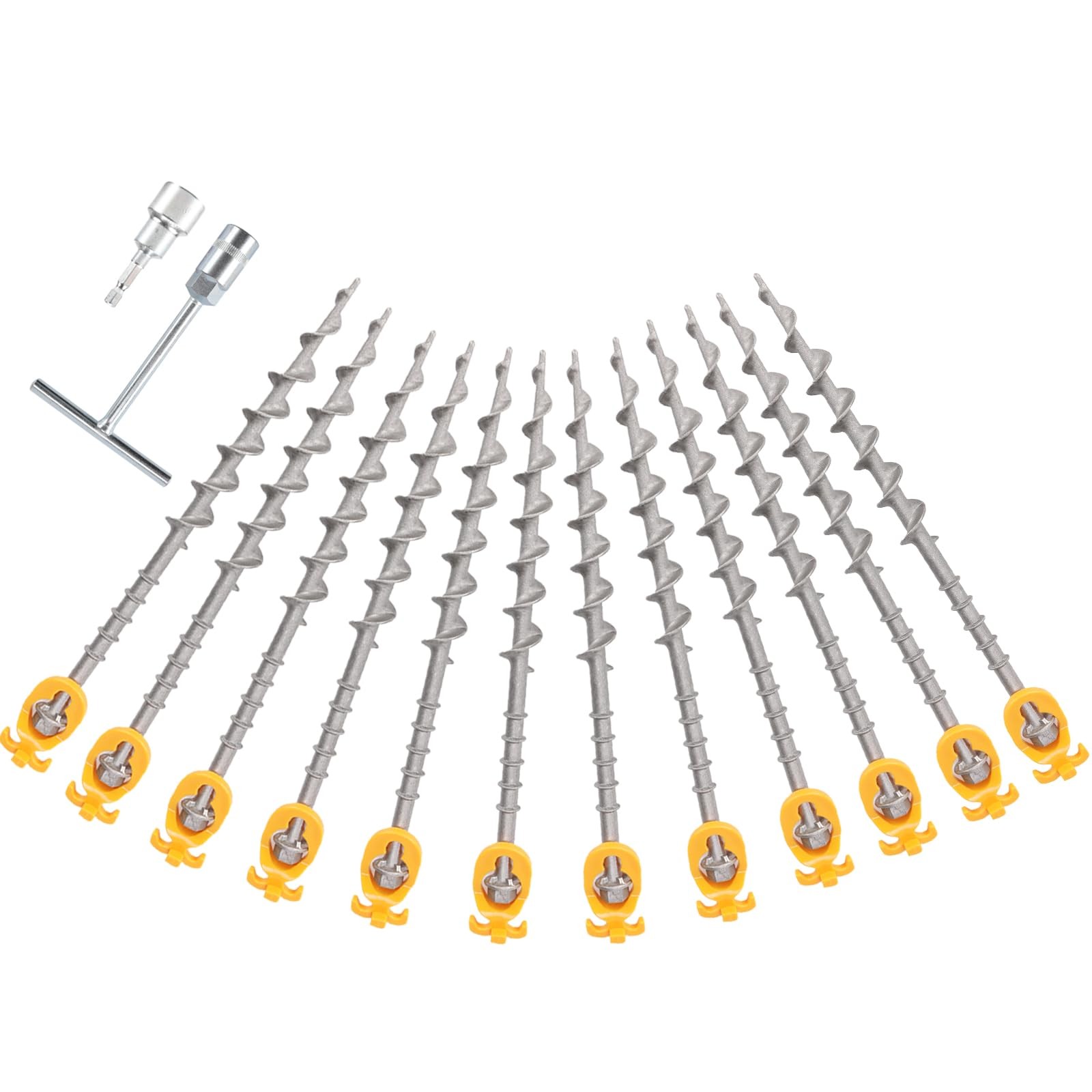 Keltrion 12 PCS Screw in Tent Stakes for Women Men – Ground Anchors Silver