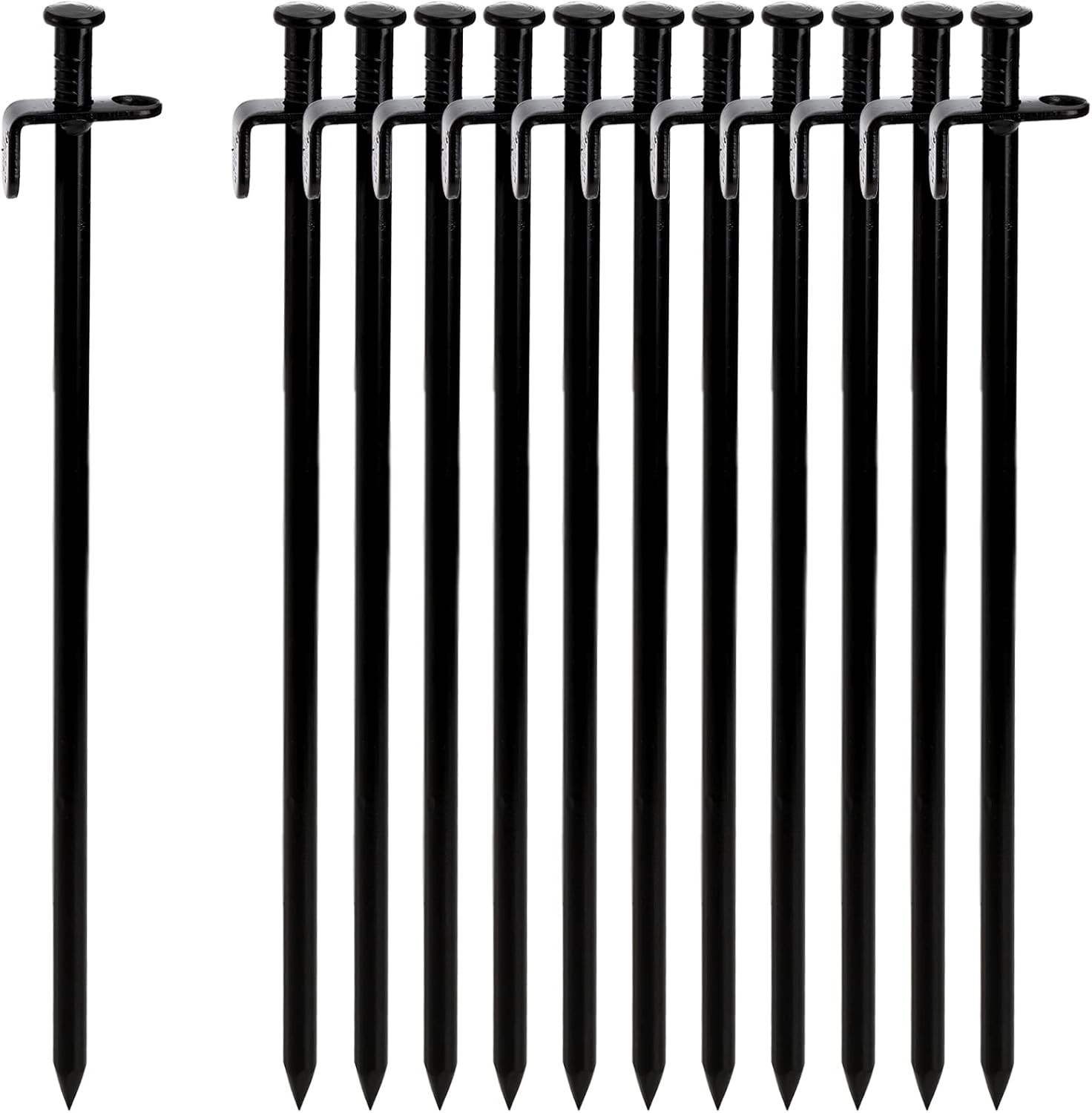 Lawei 12 Pack Tent Stakes, 12 Inch Heavy Duty Forged Steel Pegs, Black