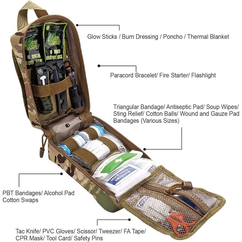 250 PCS First Aid Survival Kit Portable Emergency Gear Outdoor Activities New