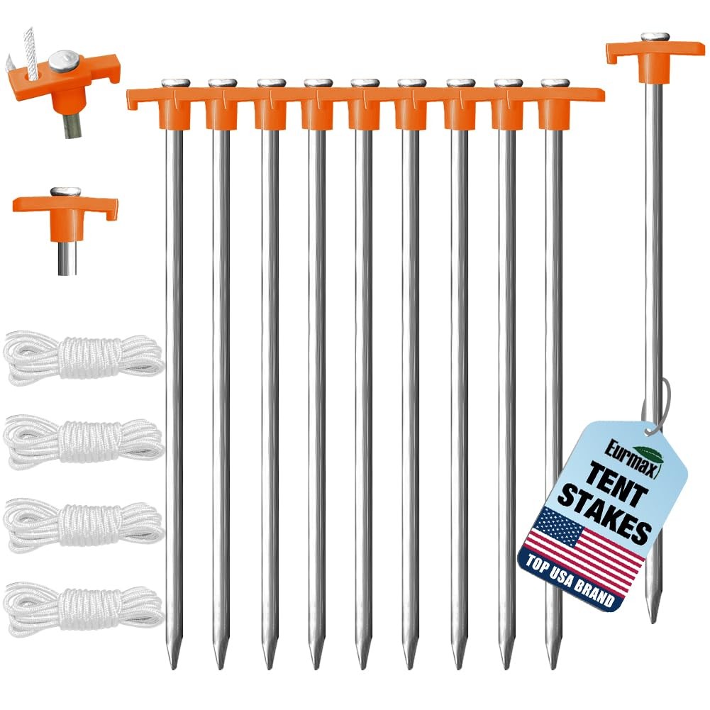 Eurmax USA Galvanized Non-Rust Camping Family Tent Pop Up Stakes orange