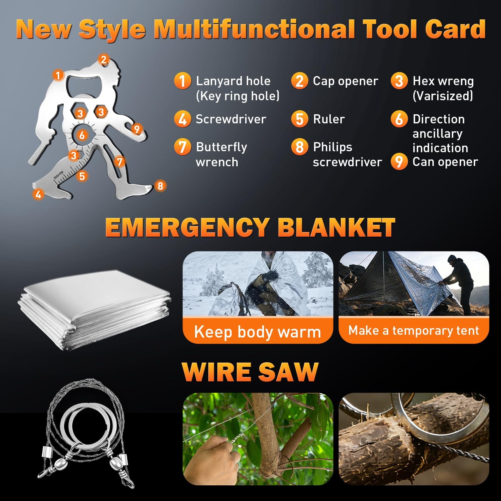 Survival Gear Kit for Men: 27-in-1 Complete Tools & Camping Accessories for H…