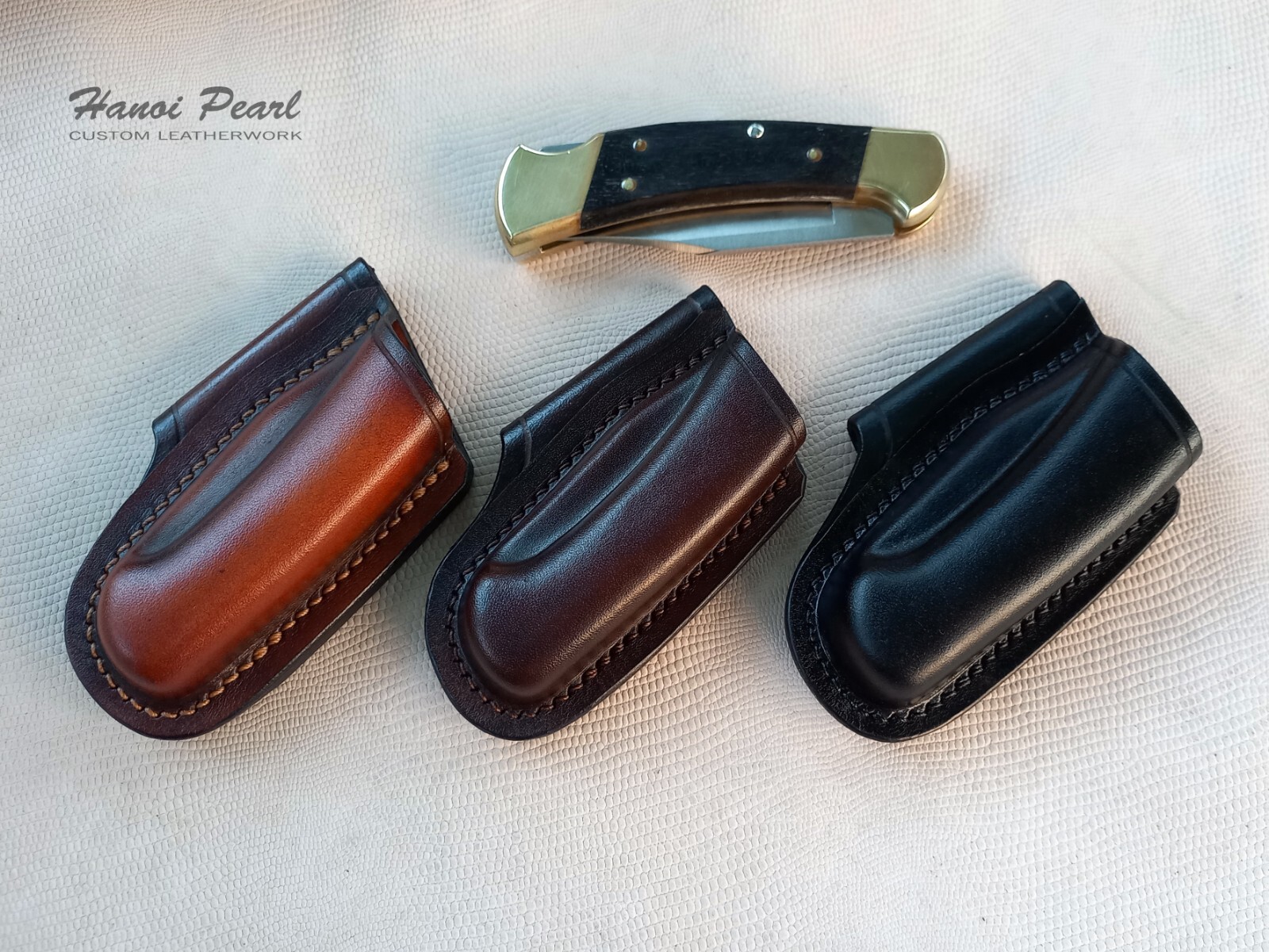 Buck 112 Custom Sheath | Strongside Horizontal Carry Leather Sheath