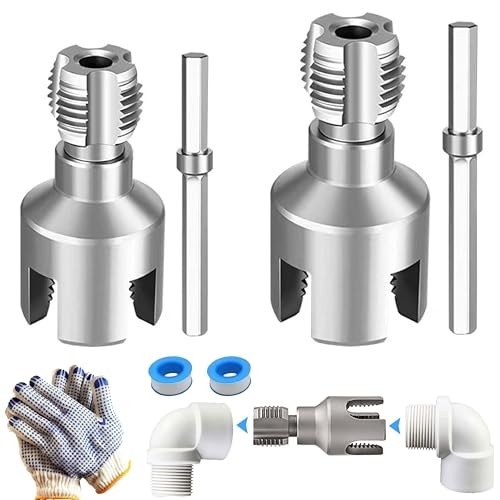2 PCS 2-in-1 PVC Pipe Threader Kit, Dual Function Integrated Internal &