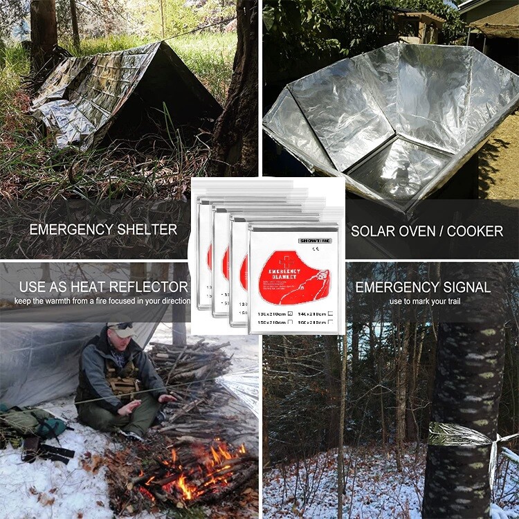 100 Pcs Medical Emergency Thermal Blanket Mylar Trauma Military Survival Silver