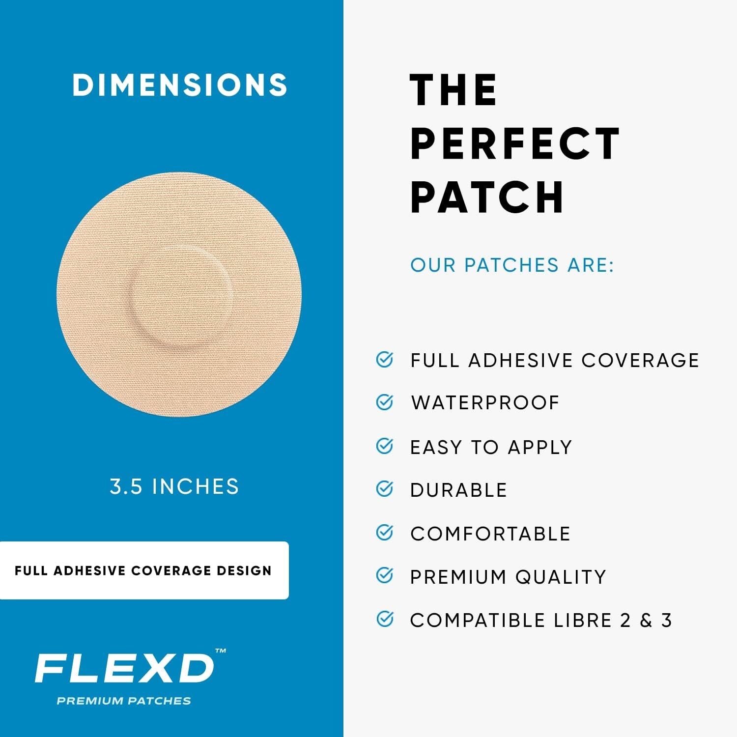 Durable Tan Waterproof Sensor Covers for Libre 2 & 3 – 25 Pack Stick-On Patches