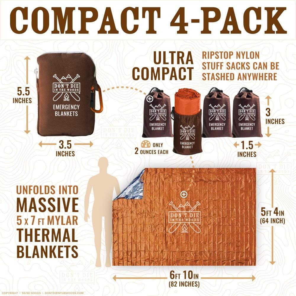 – Freakin’ Huge Emergency Blankets [4-Pack] Extra-Large Thermal Mylar Space Blan