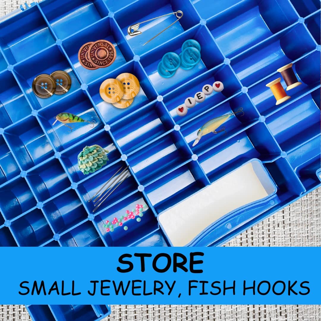 BIN BUDDY 54-Compartment Plastic Storage Box – Versatile Organizer for Blue