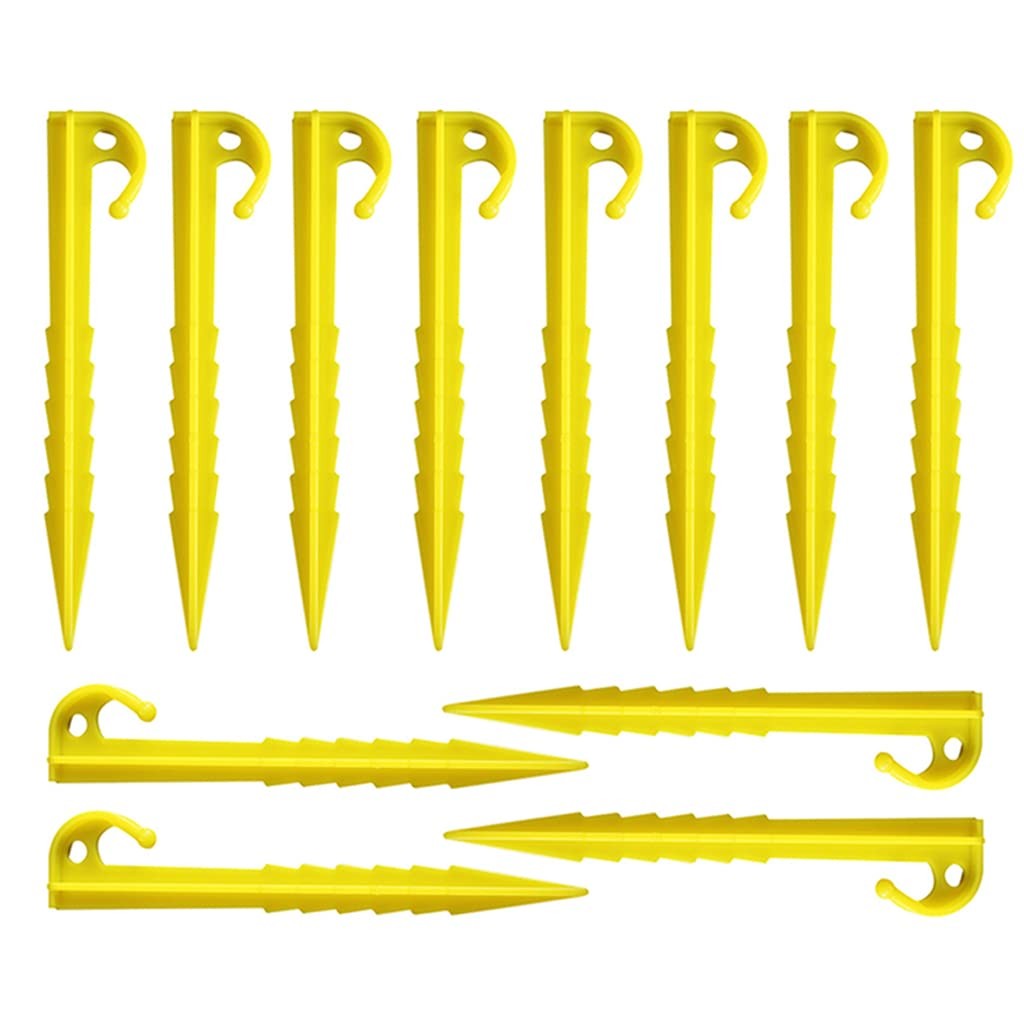 JZTang 12 Pcs 5.7 inch Plastic Stakes Tent Style 1 Serrated Edges 5.9