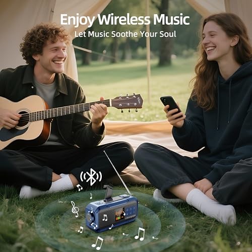 Emergency Weather Radio with IPX5 Waterproof Portable Bluetooth BLUE