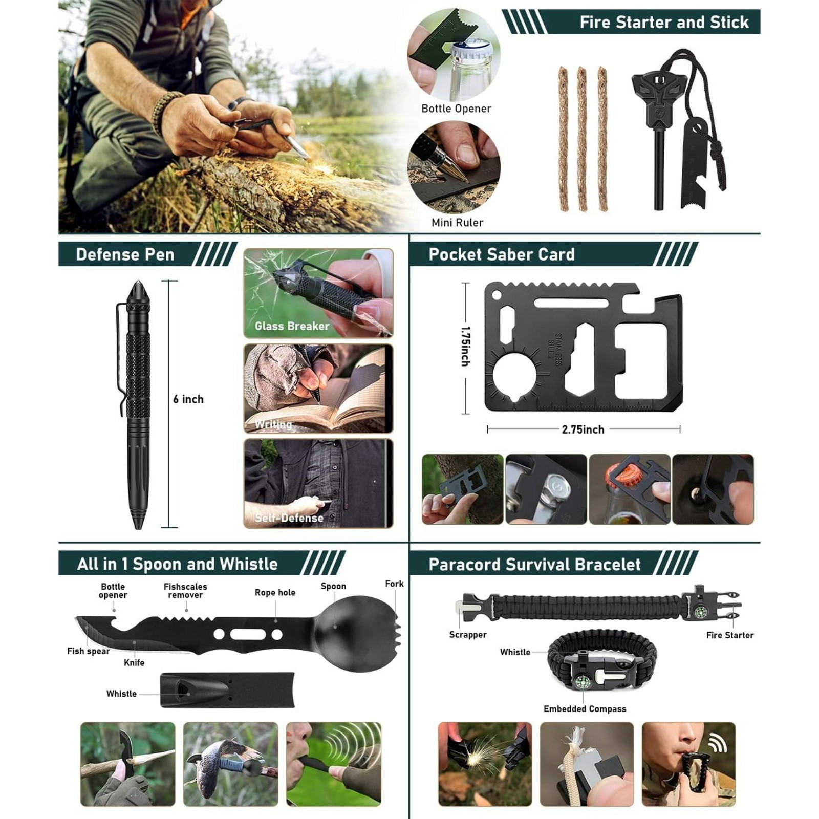 260pc Survival Kit Emergency Gear Supplies for Camping Hiking FREESHIP