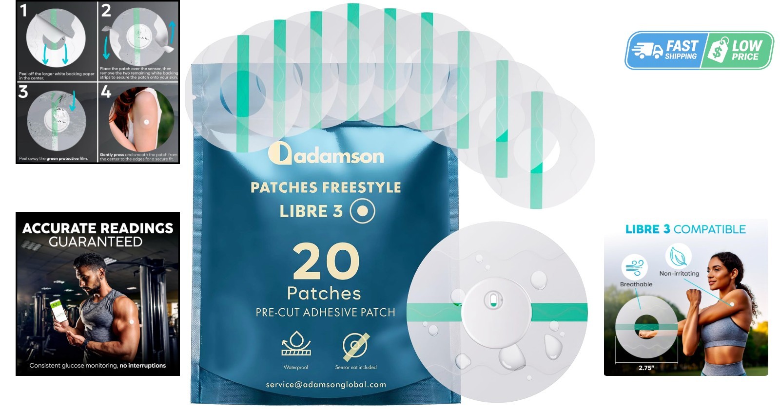 20 Non-Irritating Waterproof Patches for Freestyle Libre 3 – Easy Application
