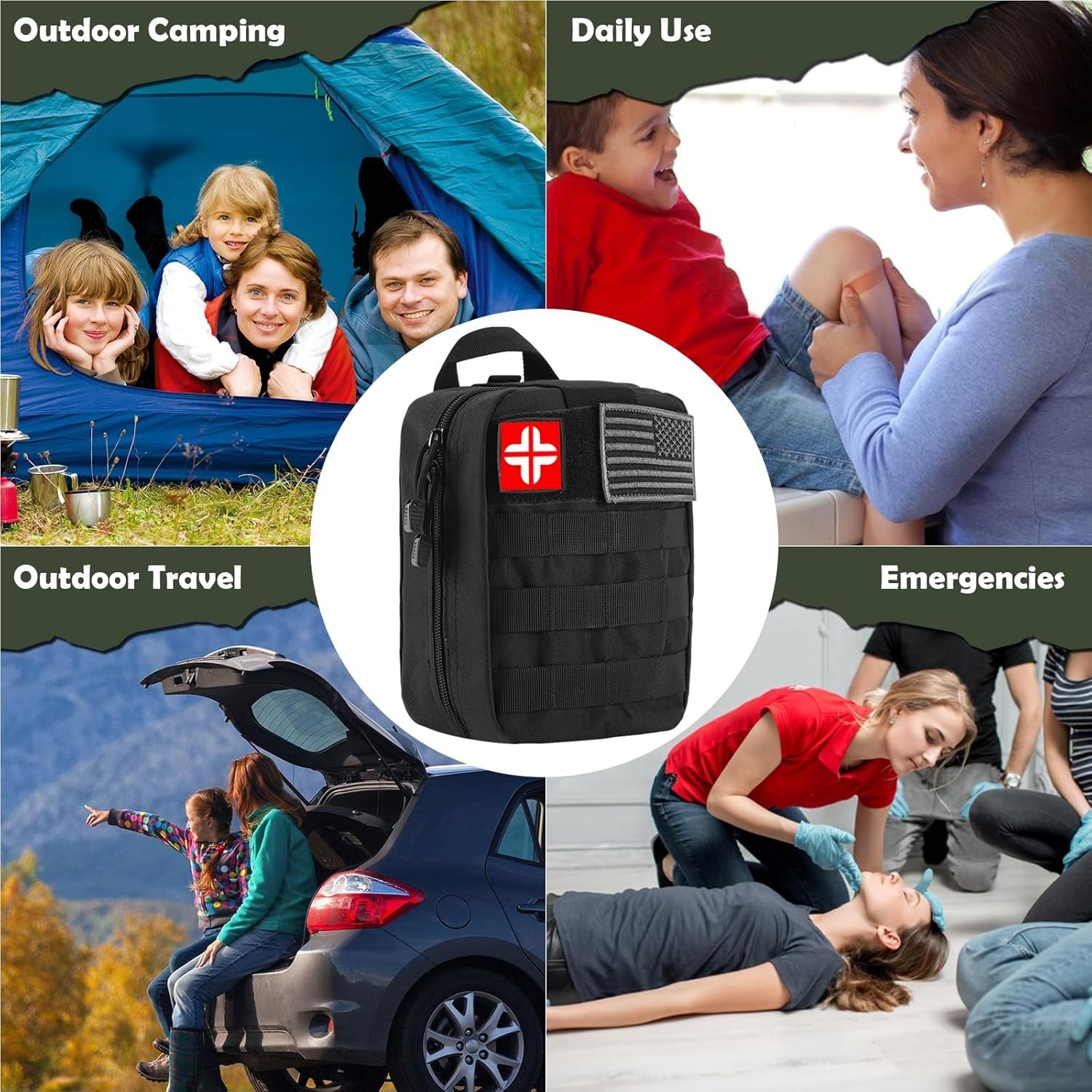 Lightweight 320-Pcs Survival Gear in Durable Molle Bag – Ideal for Camping Gifts