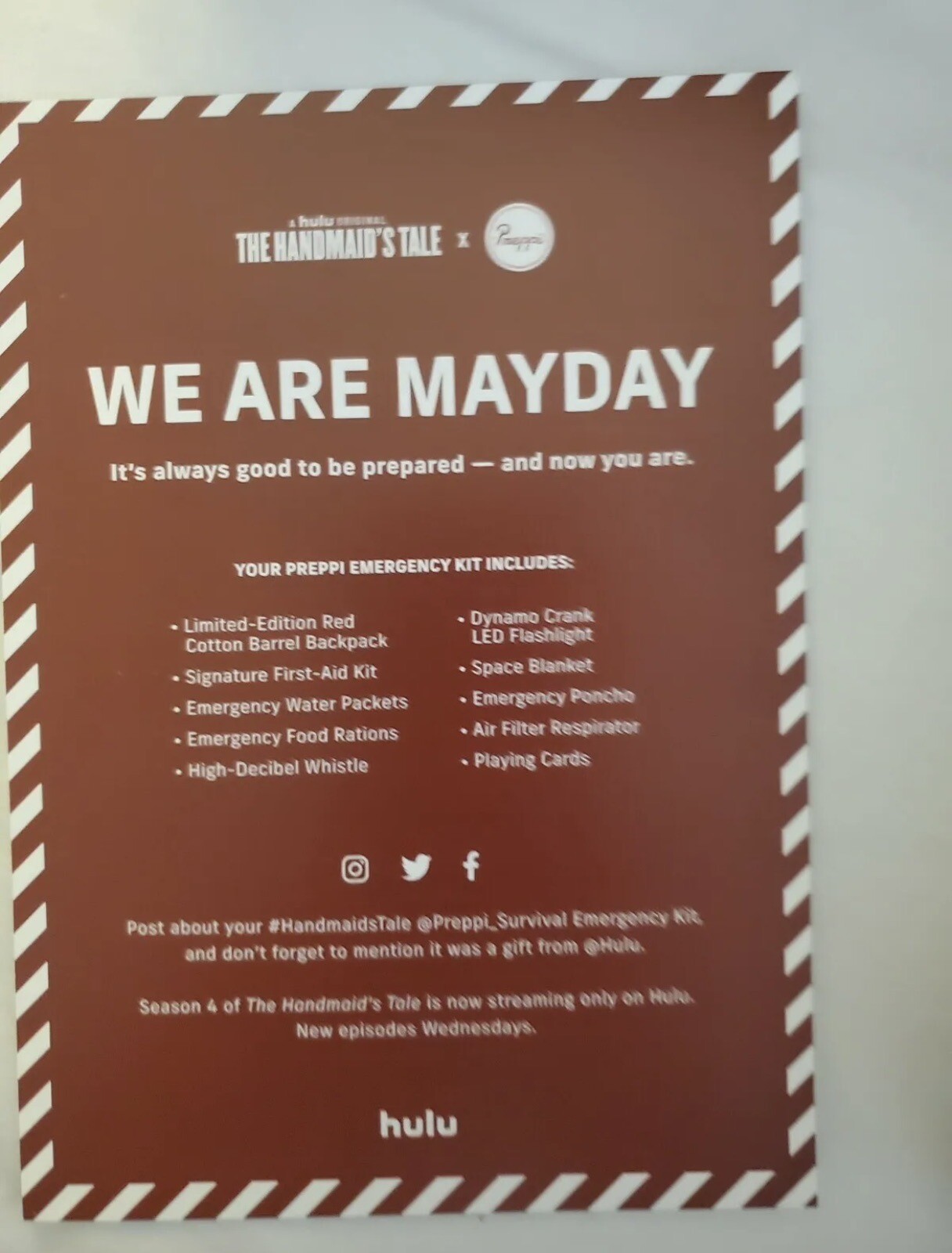 The Handmaid’s Tale Emergency Kit by Preppi – Hulu Limited Edition WE ARE MAYDAY