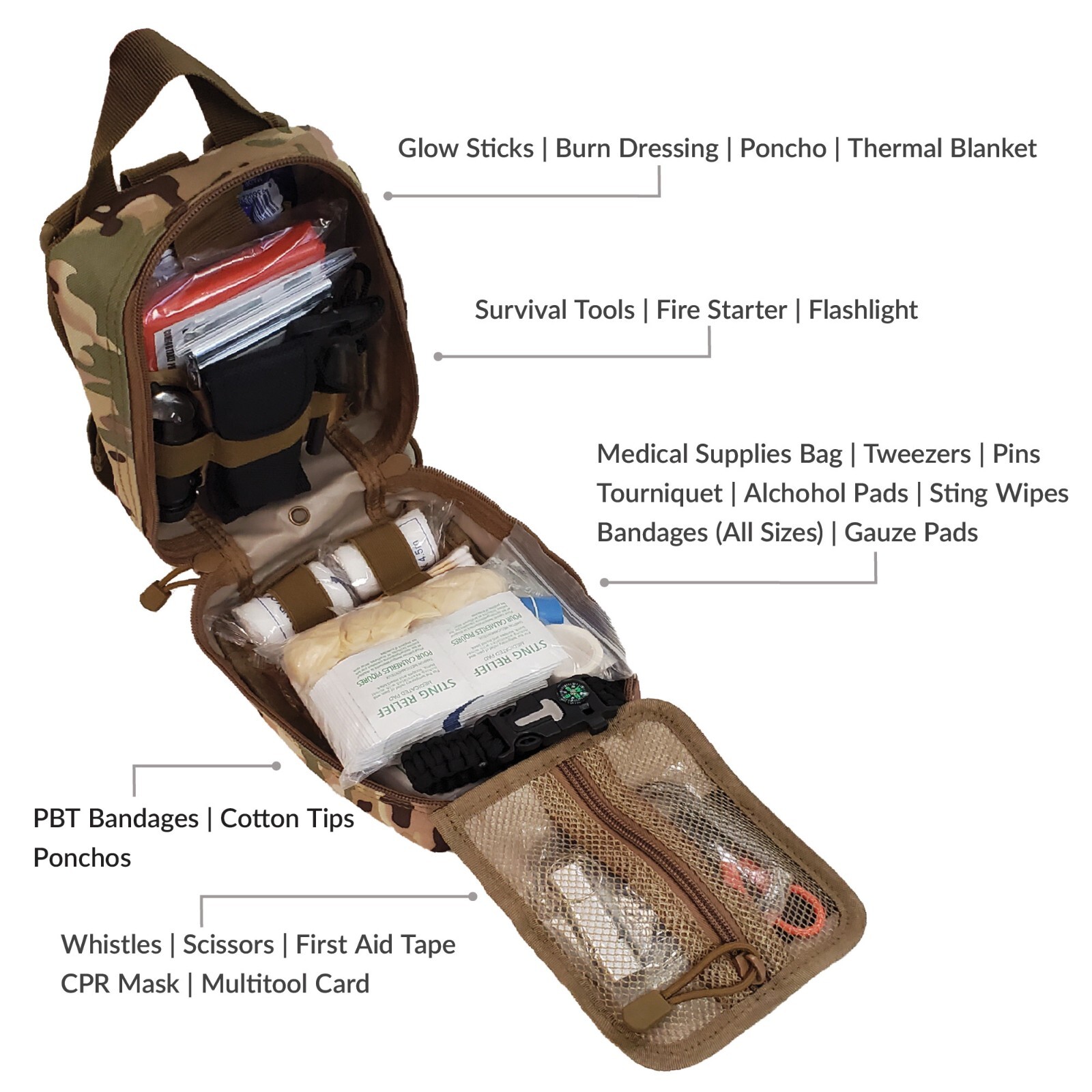 250-Piece Survival Kit – Tactical Gear & First Aid, Great Gift for Men & Dad