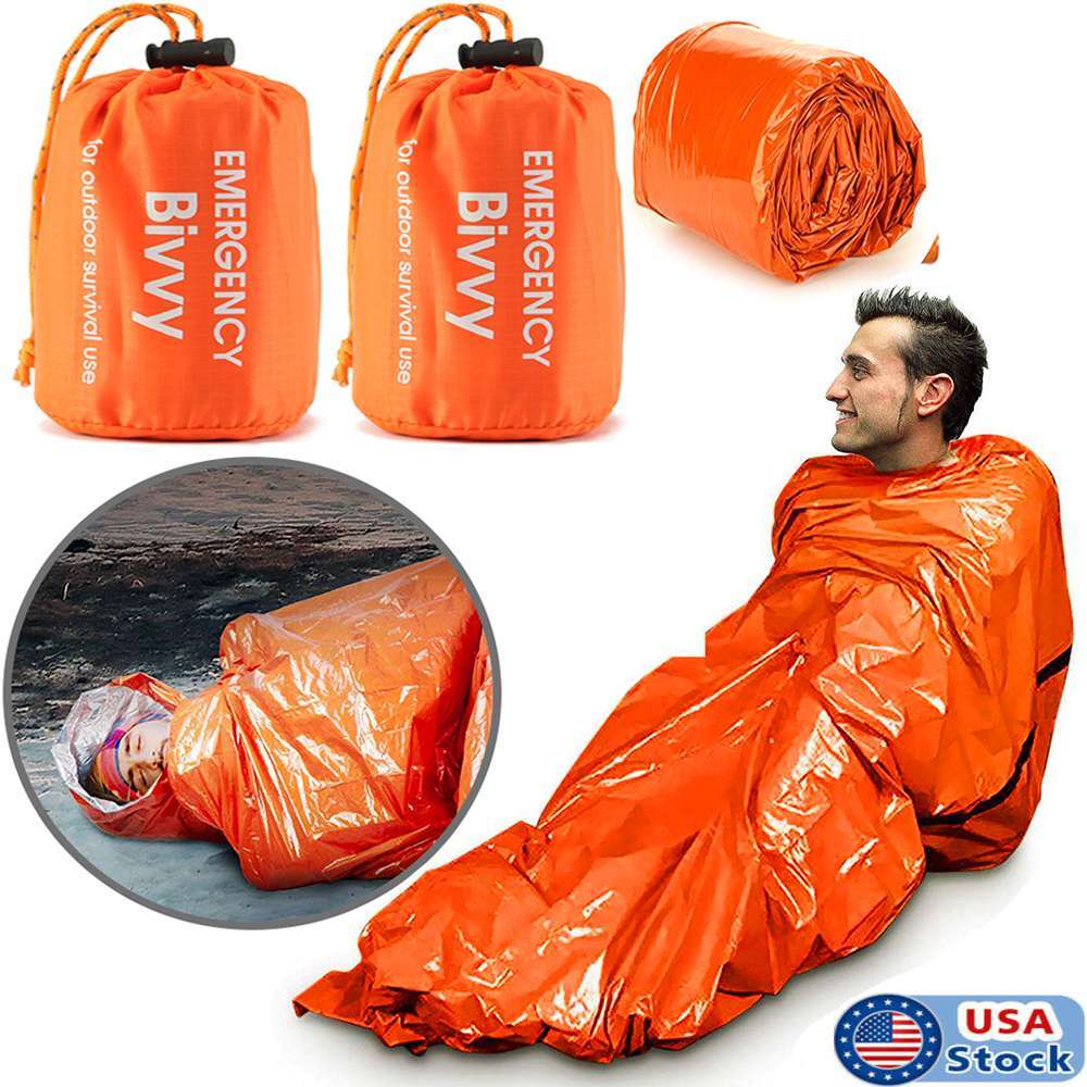 1-2 Pack Emergency Sleeping Bag Outdoor Camping Gear For Hiking Survival Thermal