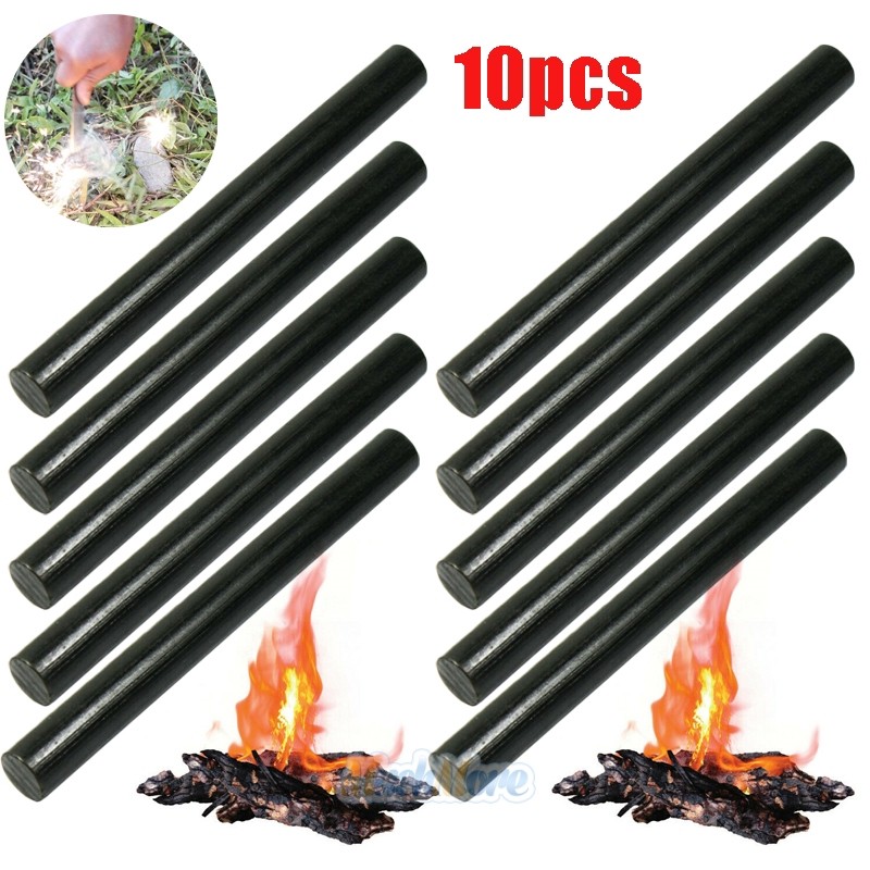 10pc Huge Magnesium Ferro Rod Flint Fire Starters 1/2 x 5″ Camping Survival Gear